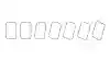 A wide minimalist black and white row of the same rounded rectangular outline drawn seven times, crisp and upright on the left and progressively rotated and deformed toward the right.