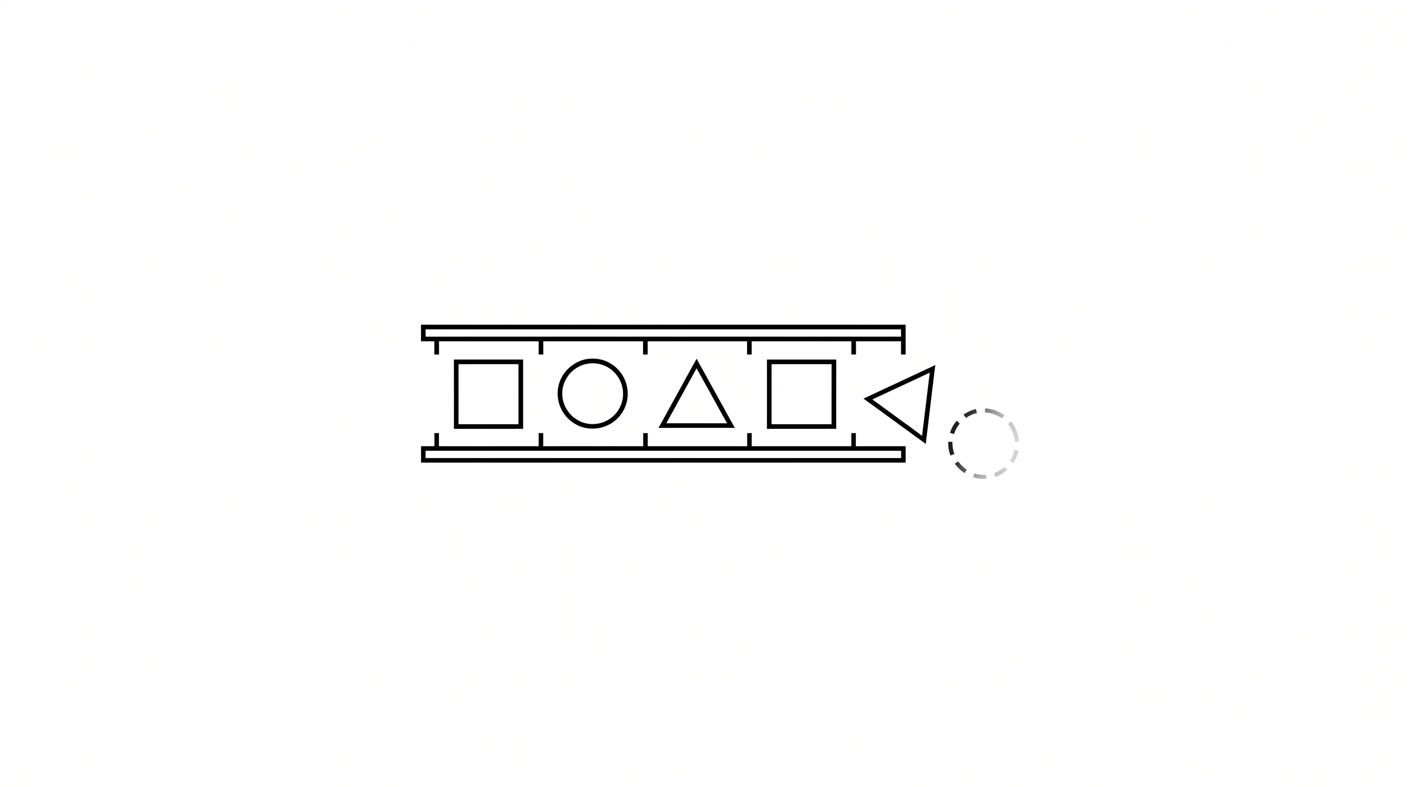 A narrow shelf with only a few slots in minimalist black and white, most slots filled and one item falling away, evoking a small holding space under load