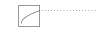 A wide black and white line drawing of a square frame with a solid curve rising inside it and a dotted line continuing beyond its edge.