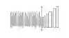 A wide field of vertical barcode-like hairlines on the left gradually resolving into a ranked bar chart on the right, a thin vertical scan line sweeping across.