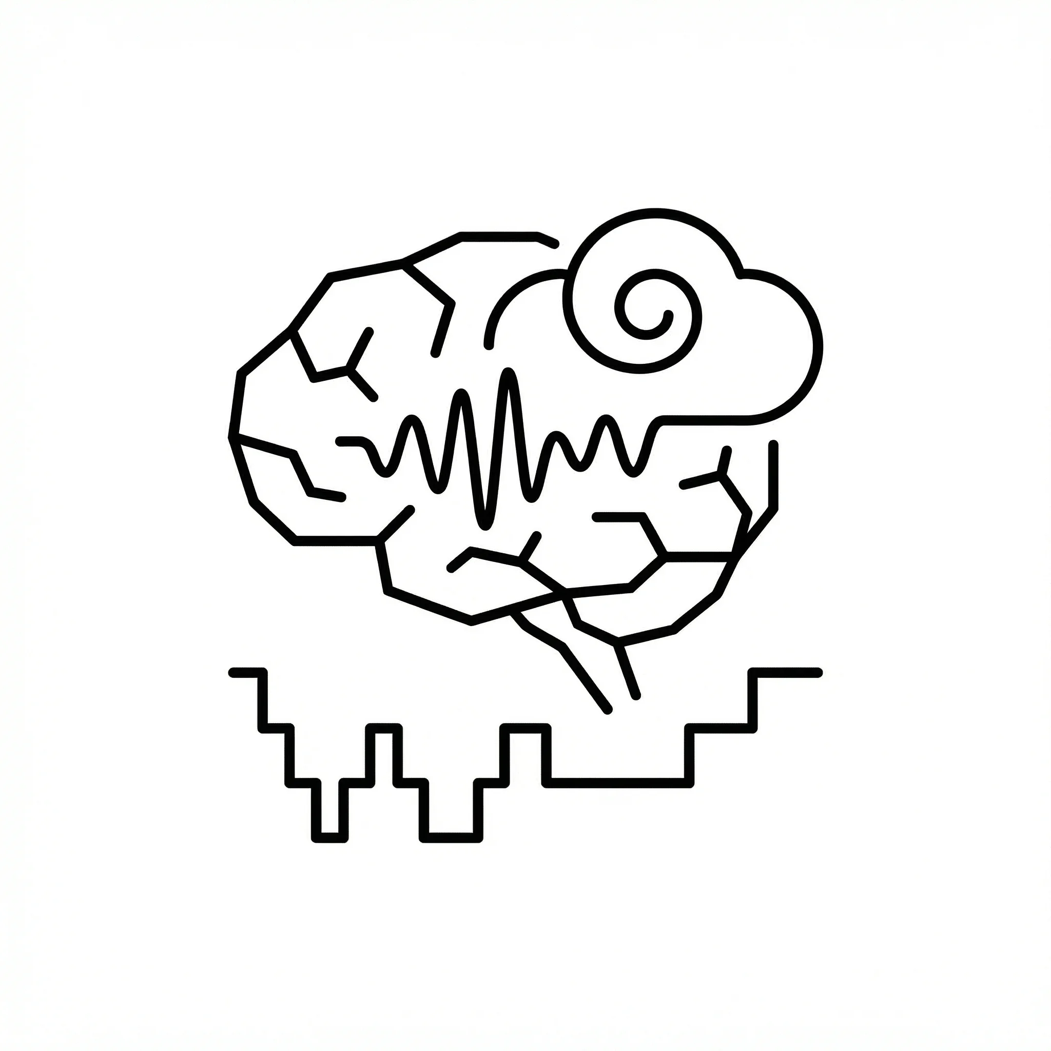 AI-generated brain with EEG wave patterns and sleep stage visualization