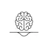 Minimalist black and white poster of a brain above a steady baseline trend line
