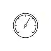 Minimalist black and white poster of a pressure gauge with a single needle resting in the upper register