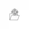 Minimalist black and white poster of a single declarative folder icon opening into a small lattice of nested geometric shapes representing tools, instructions, audience, and policy as composable elements