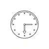 Minimalist black and white abstract clock face with twelve markers and a downward-pointing minute hand suggesting descent into sleep