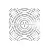 Minimalist black and white poster of concentric calm rings radiating from a central double-pulse breath easing into stillness