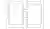 A minimalist black and white line drawing of two matching rectangular frames separated by a central gap, stitched together by short horizontal segments bridging the gap.