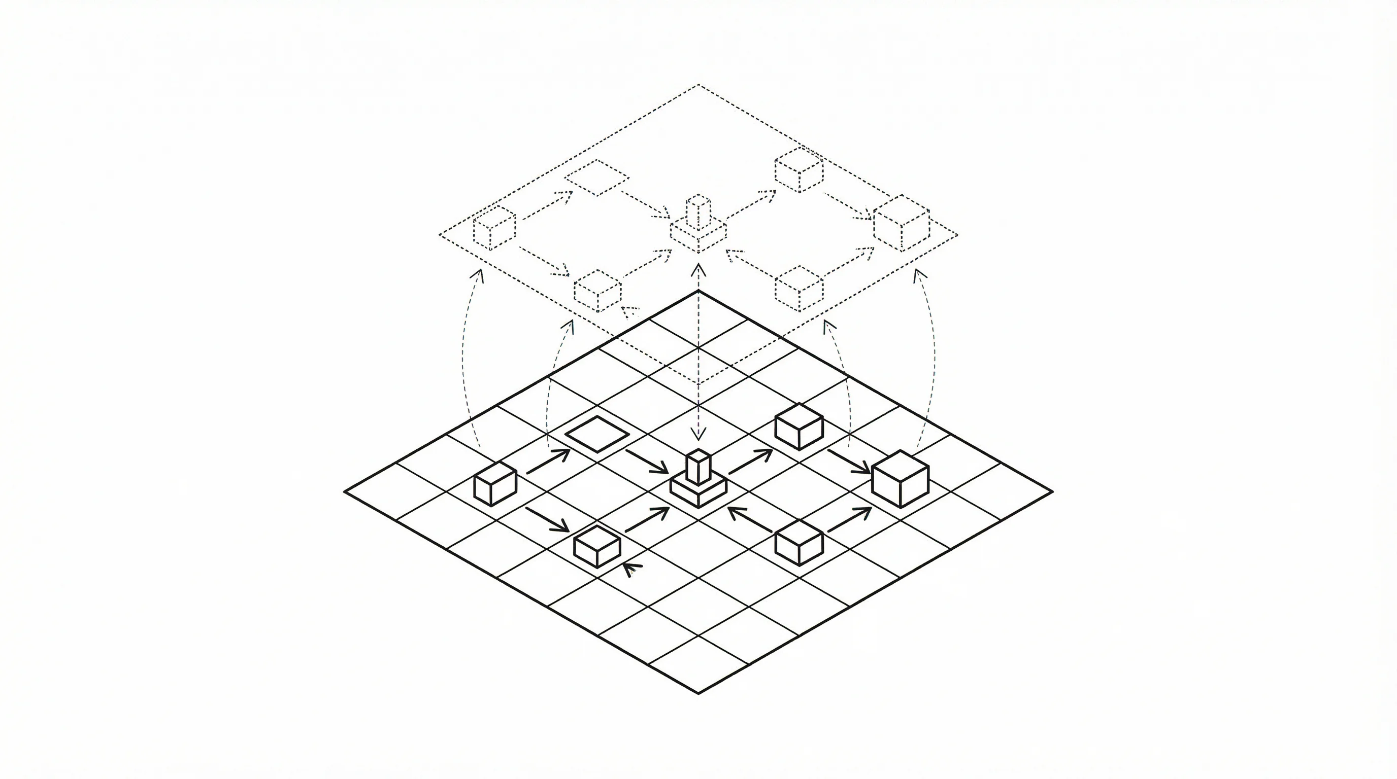 Abstract visualization of digital twin technology for factory optimization